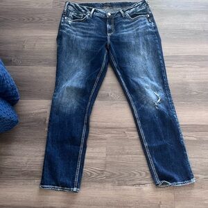 Silver Jeans Dark Blue Women's Elyse Straigh Leg Jeans